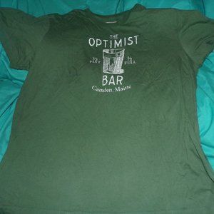 J Crew sz xl vintage graphics glass 1/2 full optimist green t shirt short sleeve